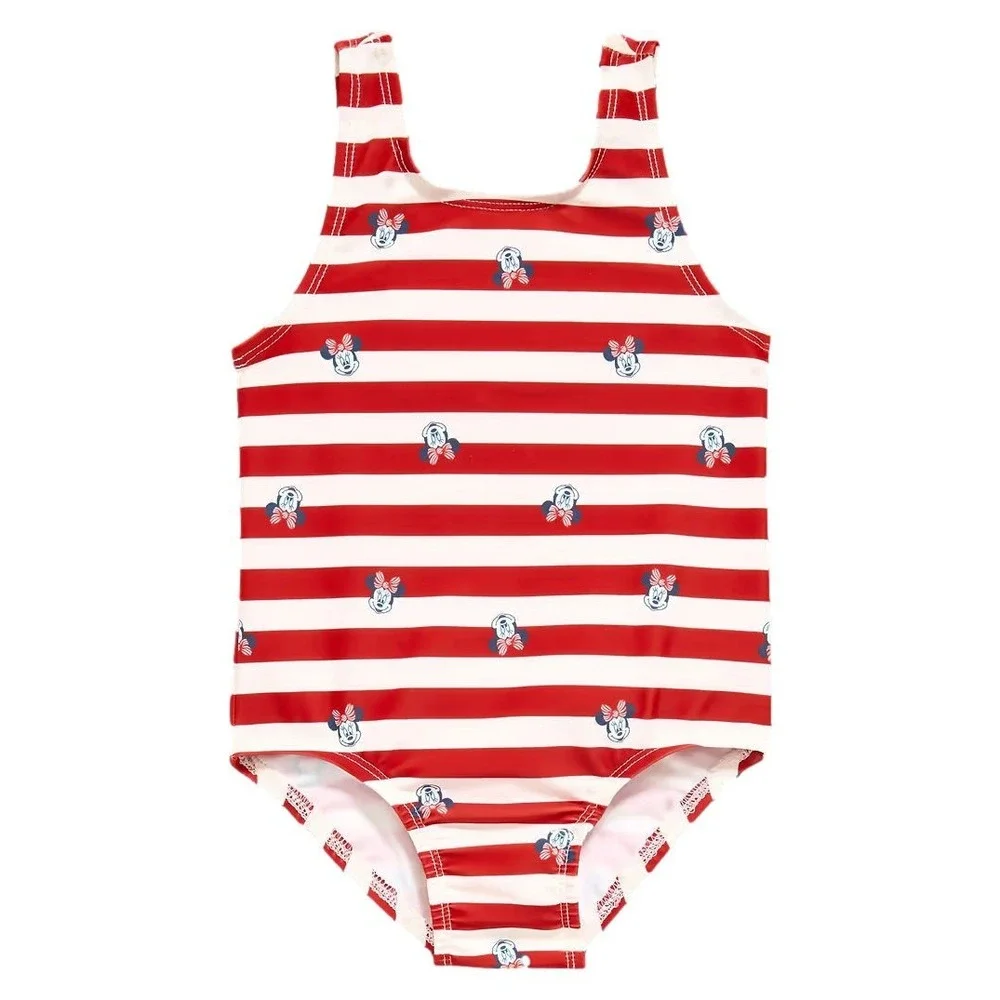 Old Navy Toddler Disney Minnie Mouse 1pc Swimsuit - Red/White Stripe - 3T